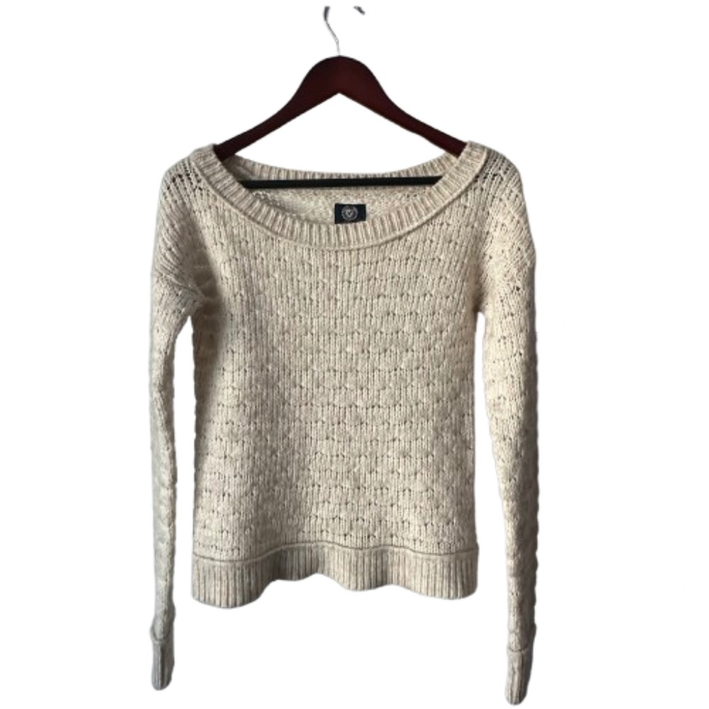 American Eagle Outfitters Women's M Creamy Sleeved Scooped Neck Knit Sweater Top - Picture 4 of 15